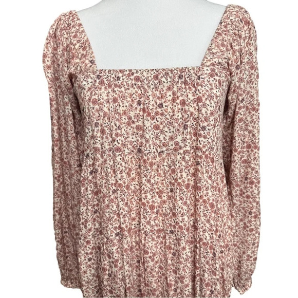 En Créme babydoll boho dress long sleeve, square neck, tiered, floral sz small - Picture 3 of 13